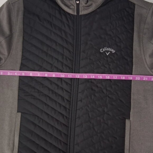 Callaway Golf Full Zippered Sweater Jacket Men's Size Large Quilted Fleece Logo - Picture 7 of 8